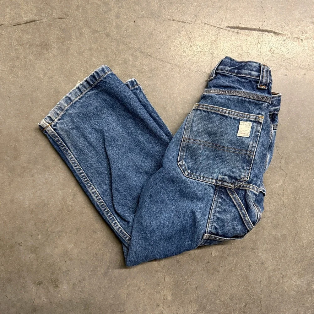 Old Navy Kids Painter's Jeans Blue Denim Utility Carpenter Pants Size 8 Regular